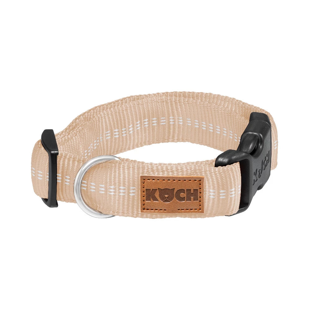KOCH Premium Hundehalsband gepolstert beige mit Kennfäden #farbe_beige mit Kennfäden
