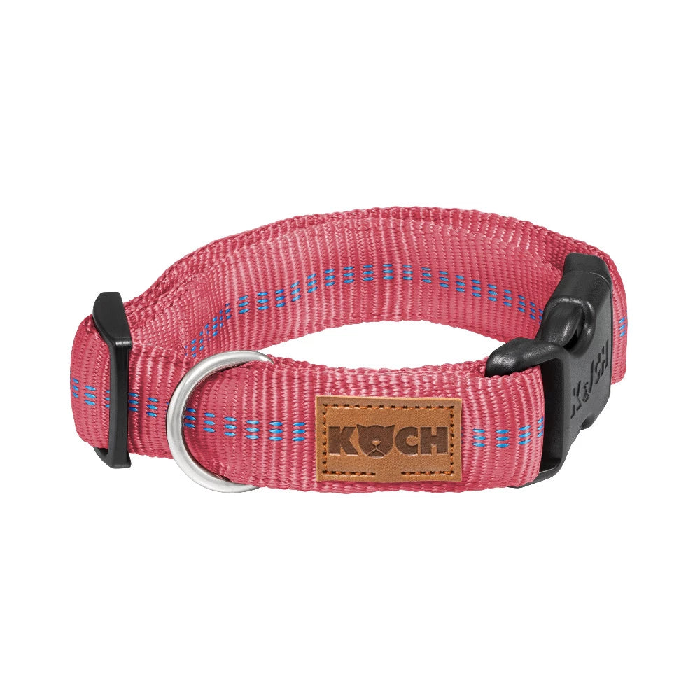KOCH Premium Hundehalsband gepolstert flamingo pink mit Kennfäden #farbe_flamingo pink mit Kennfäden