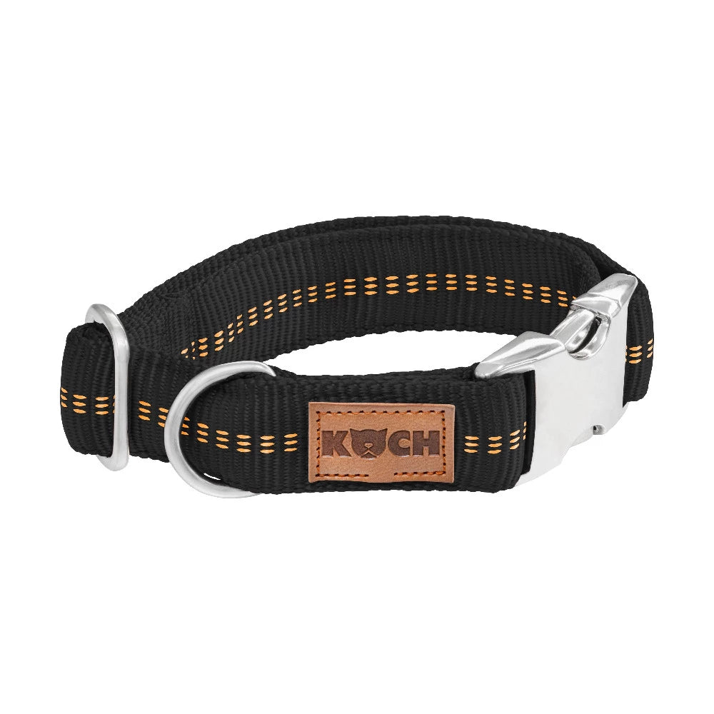 KOCH Premium Alu-Klick Hundehalsband gepolstert schwarz mit Kennfäden #farbe_schwarz mit Kennfäden