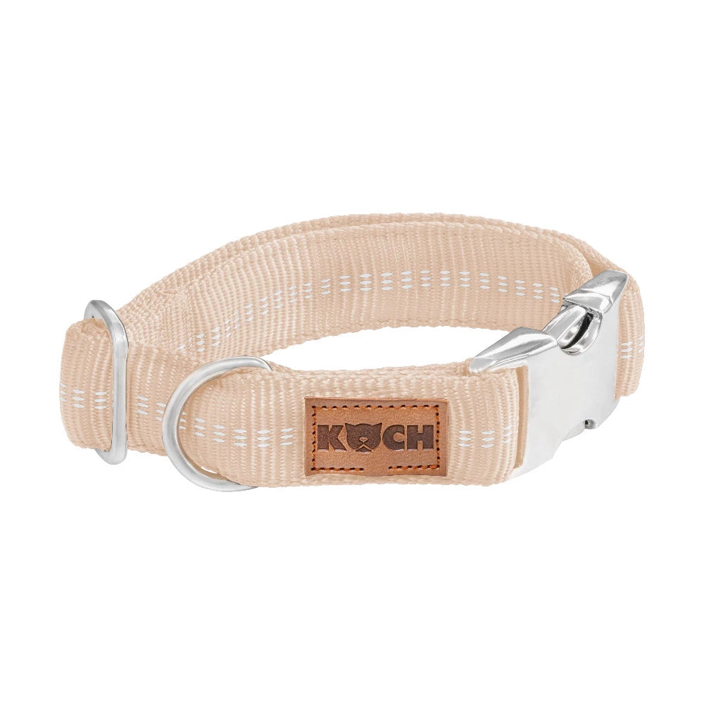KOCH Premium Alu-Klick Hundehalsband gepolstert beige mit Kennfäden #farbe_beige mit Kennfäden