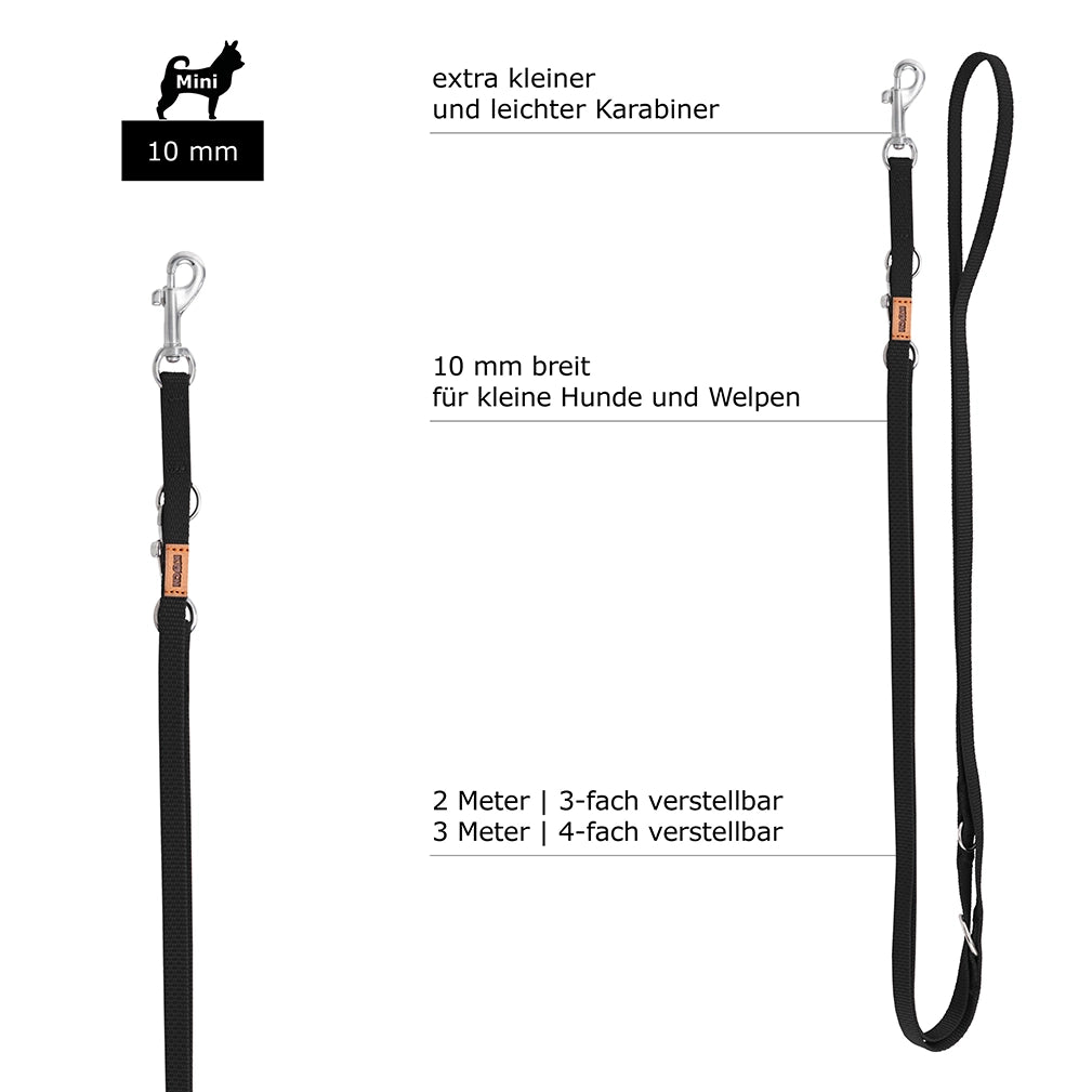 KOCH Mini Hundeleine 2 & 3 Meter verstellbar für Welpen und kleine Hunde