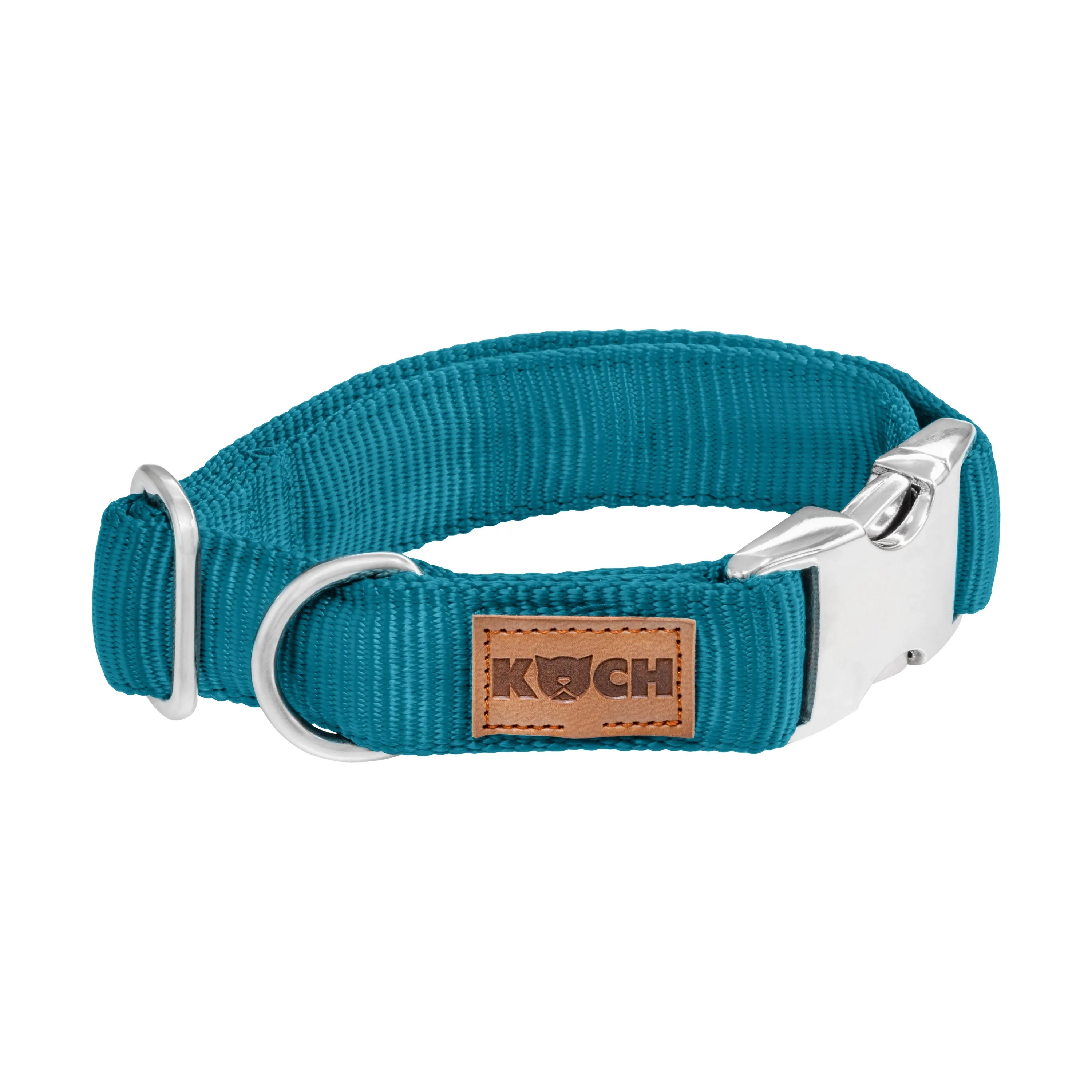 KOCH Premium Alu-Klick Hundehalsband gepolstert petrol #farbe_petrol