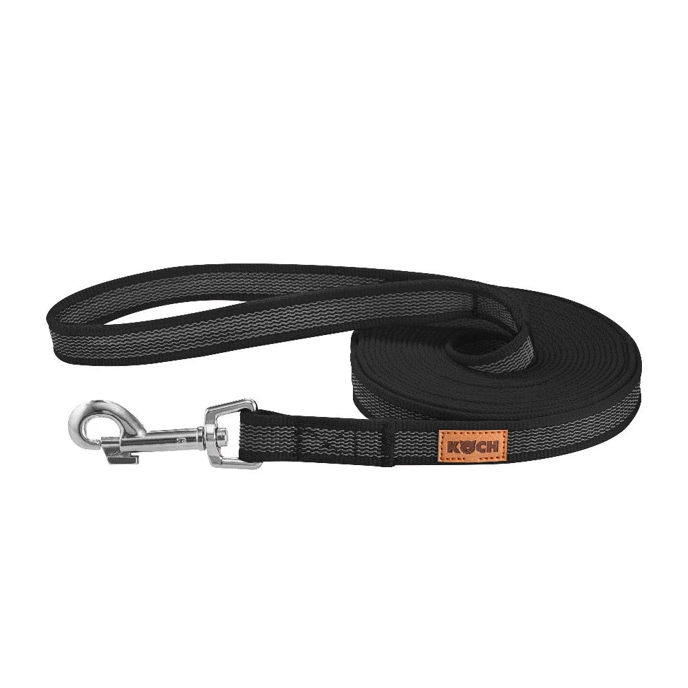 KOCH Schleppleine gummiert schwarz mit Handschlaufe #farbe_schwarz mit Handschlaufe