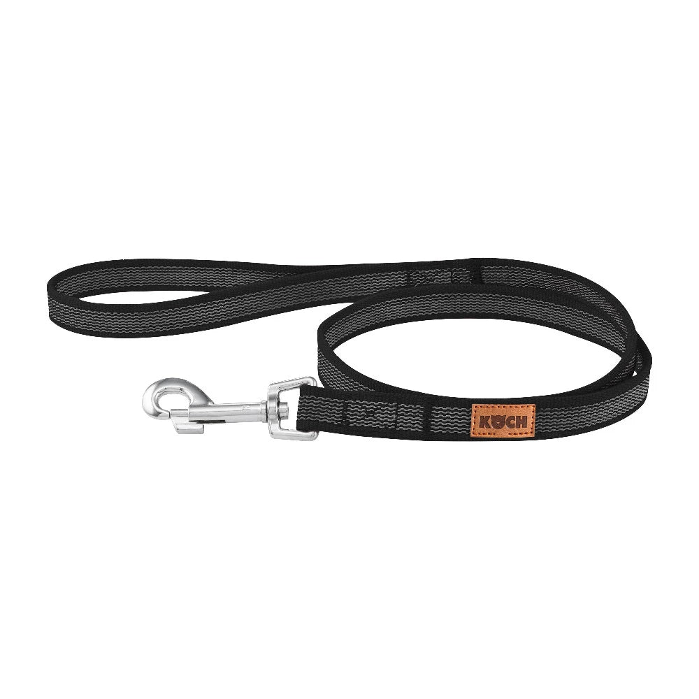 KOCH Trainingsleine gummiert schwarz mit Handschlaufe #farbe_schwarz mit Handschlaufe