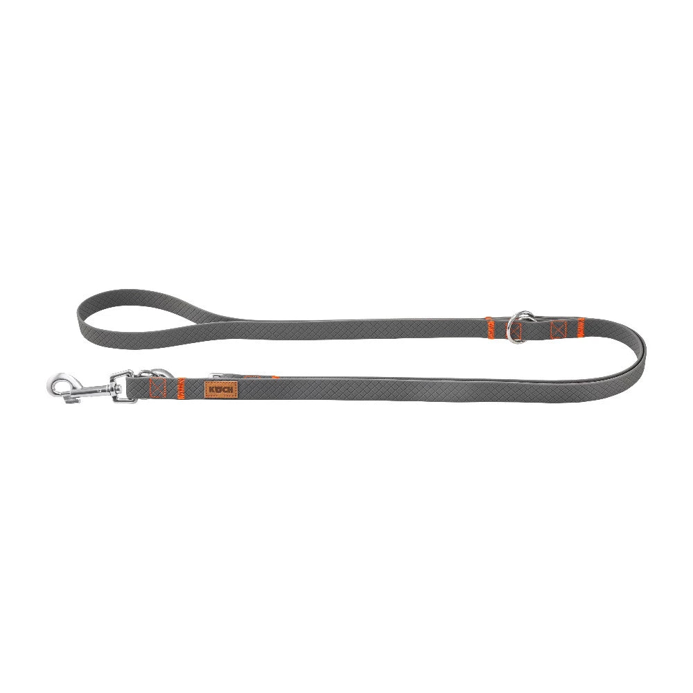 KOCH Waterproof Hundeleine 2 Meter verstellbar grau neonorange #farbe_grau neonorange
