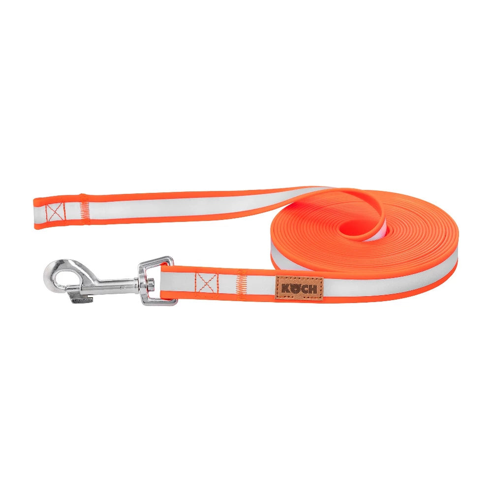 KOCH Waterproof Schleppleine reflektierend & wasserfest neonorange ohne Handschlaufe #farbe_neonorange ohne Handschlaufe