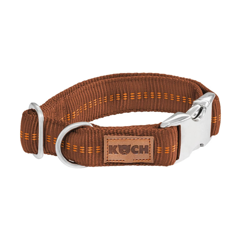 KOCH Premium Alu-Klick Hundehalsband gepolstert kupfer mit Kennfäden #farbe_kupfer mit Kennfäden