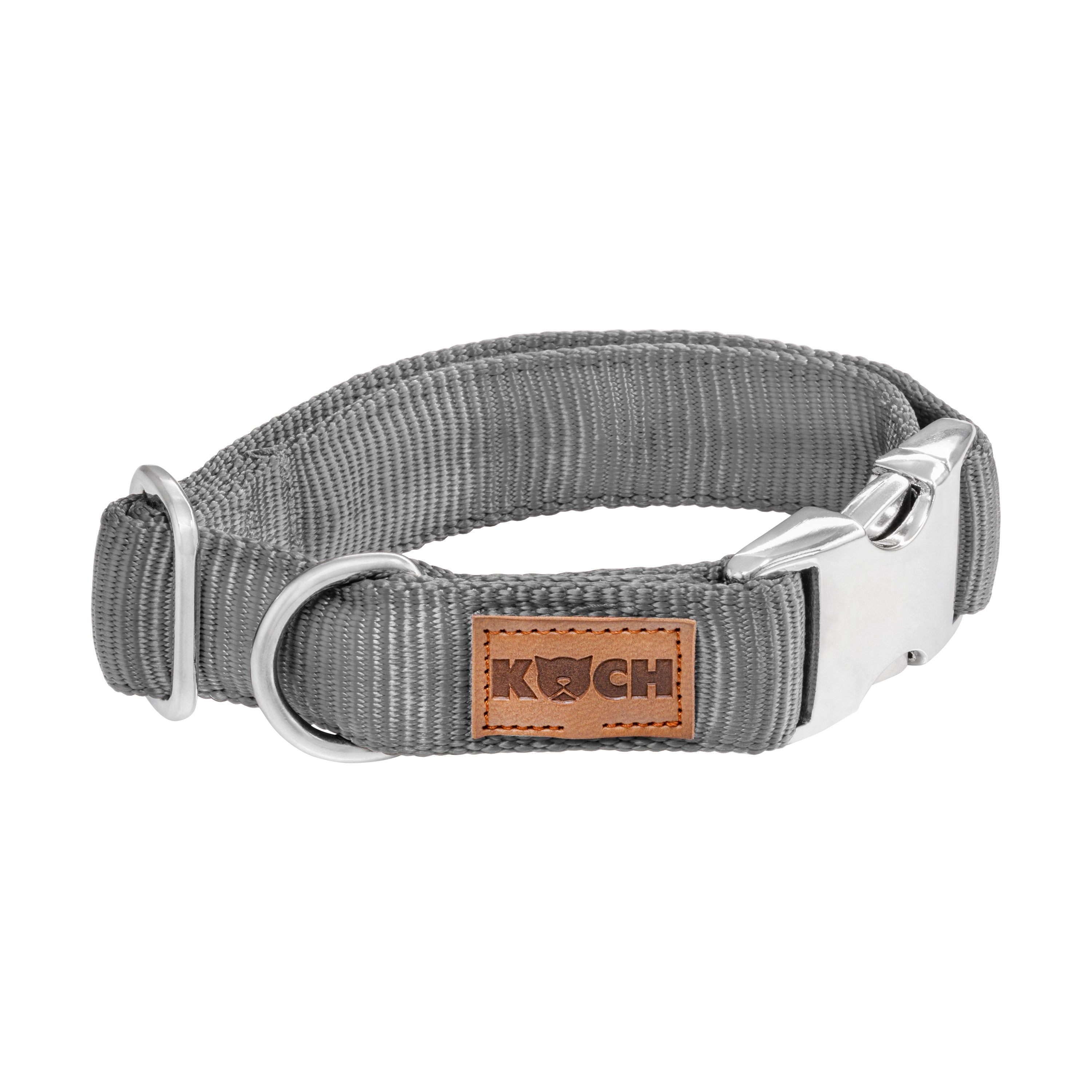KOCH Premium Alu-Klick Hundehalsband gepolstert grau #farbe_grau