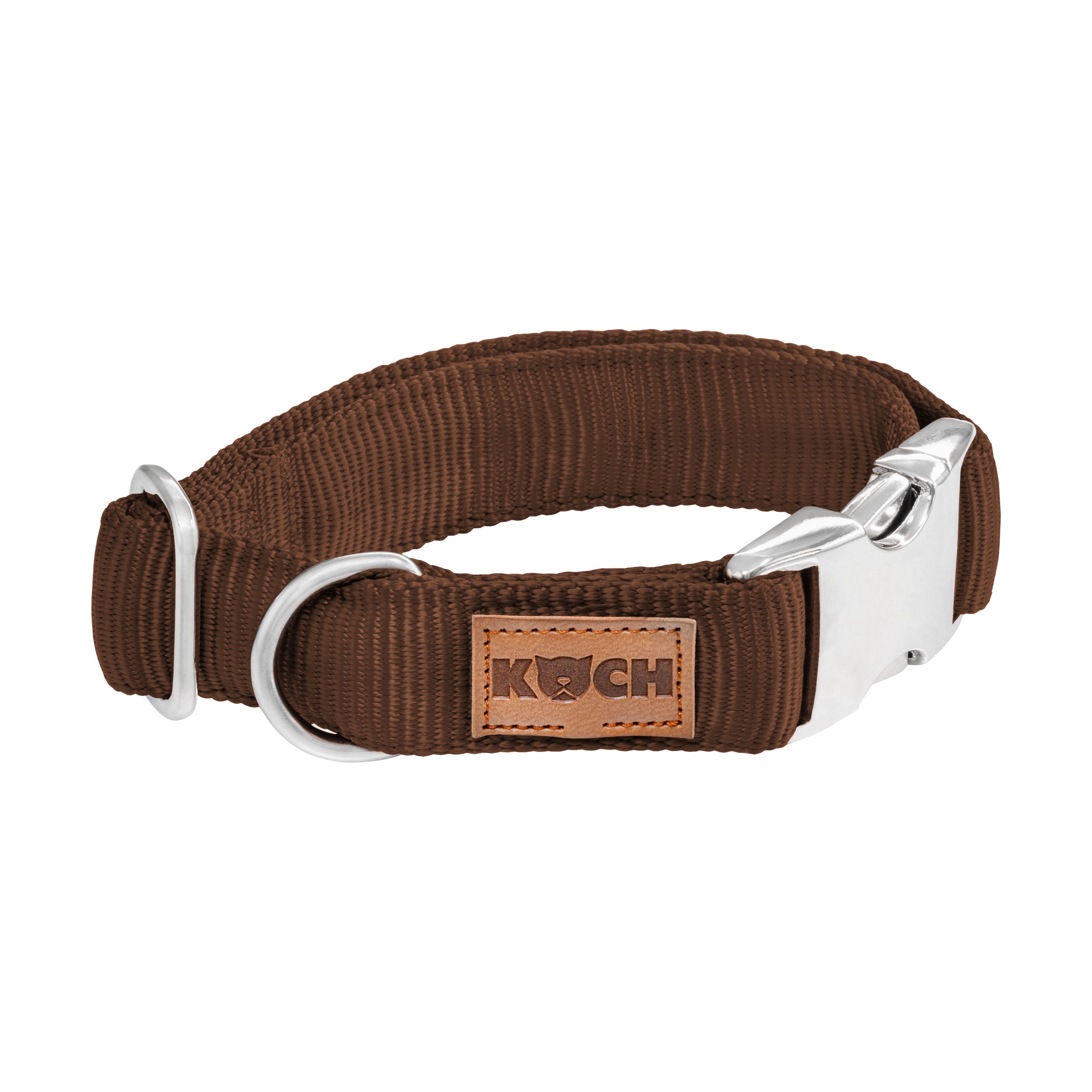 KOCH Premium Alu-Klick Hundehalsband gepolstert dunkelbraun #farbe_dunkelbraun