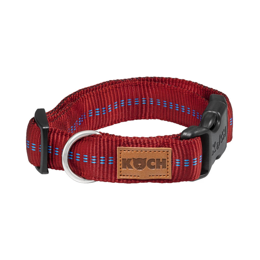 KOCH Premium Hundehalsband gepolstert rot mit Kennfäden #farbe_rot mit Kennfäden