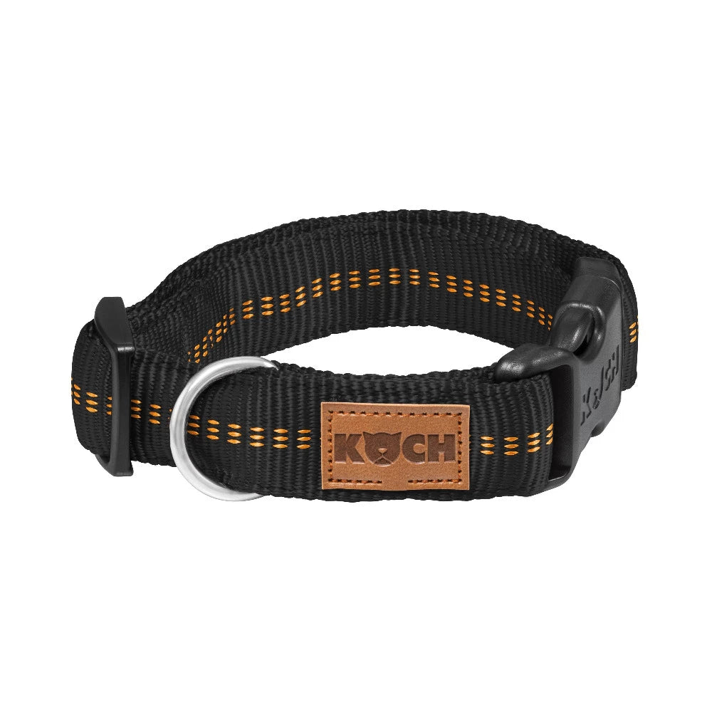 KOCH Premium Hundehalsband gepolstert schwarz mit Kennfäden #farbe_schwarz mit Kennfäden