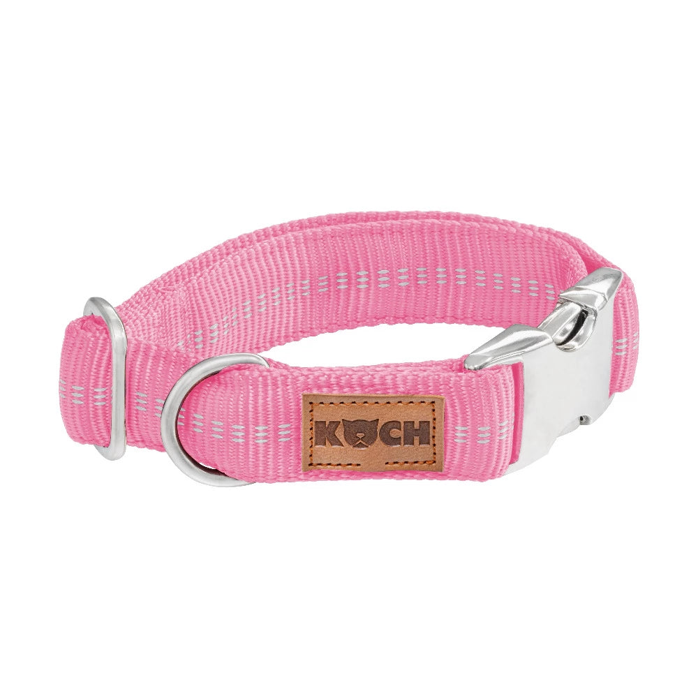 KOCH Premium Alu-Klick Hundehalsband gepolstert rosa mit Kennfäden #farbe_rosa mit Kennfäden