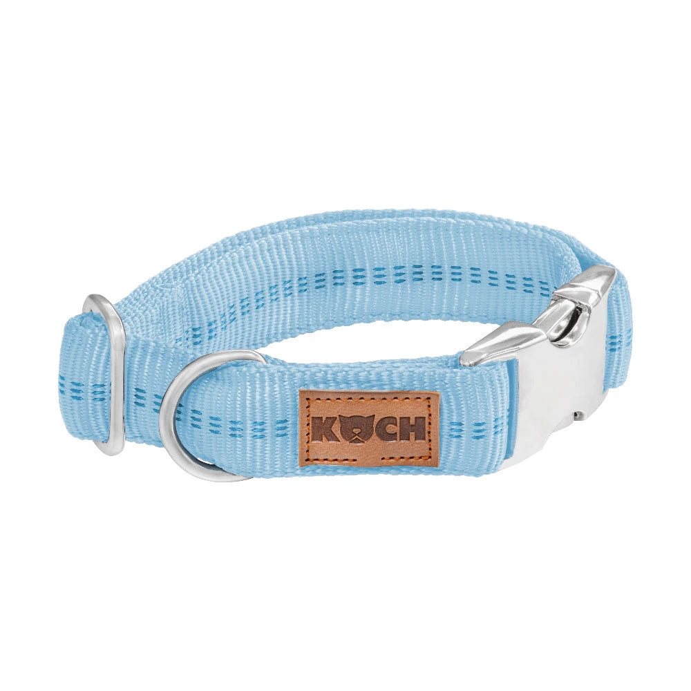 KOCH Premium Alu-Klick Hundehalsband gepolstert hellblau mit Kennfäden #farbe_hellblau mit Kennfäden
