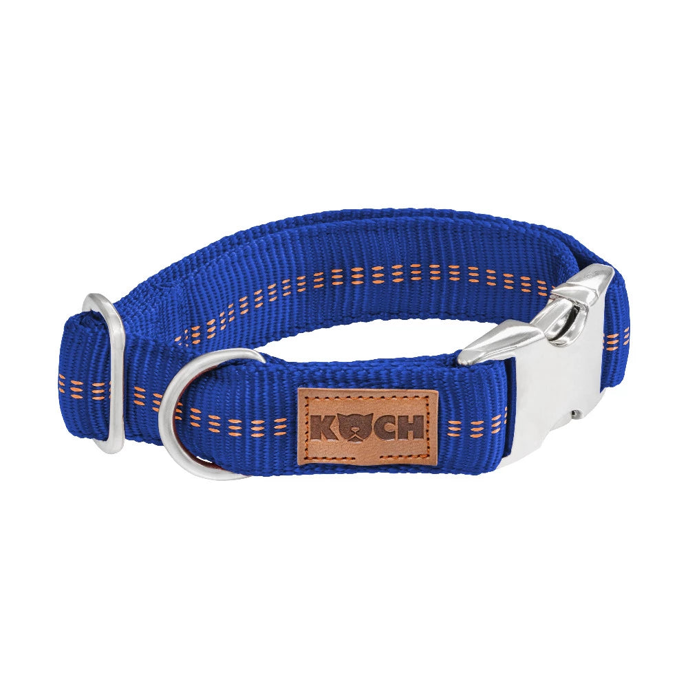 KOCH Premium Alu-Klick Hundehalsband gepolstert blau mit Kennfäden #farbe_blau mit Kennfäden