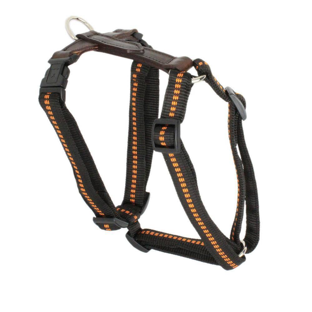 KOCH G-Adventure Hundegeschirr mit Leder & gepolstertem Nylon schwarz #farbe_schwarz