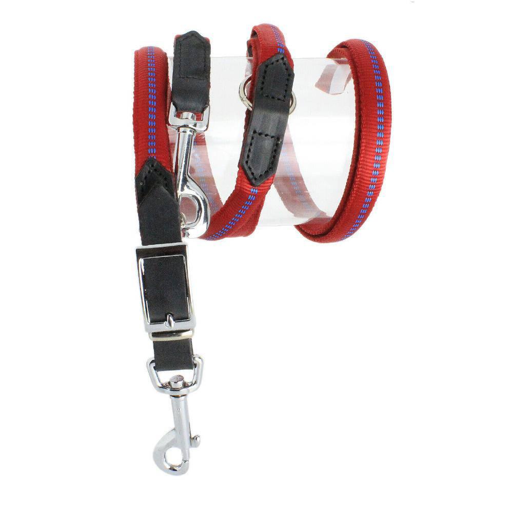 KOCH G-Adventure Hundeleine 2 Meter verstellbar mit Leder rot #farbe_rot