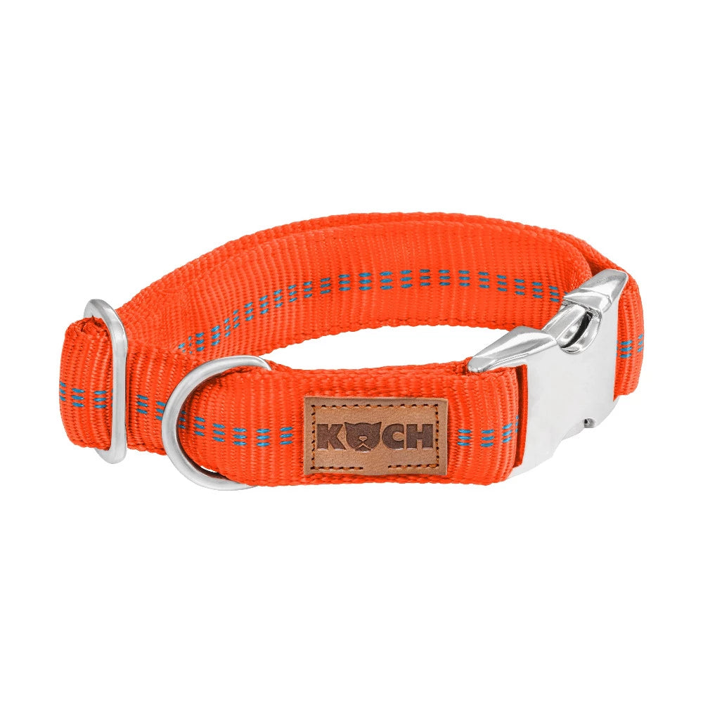 KOCH Premium Alu-Klick Hundehalsband gepolstert leuchtorange mit Kennfäden #farbe_leuchtorange mit Kennfäden